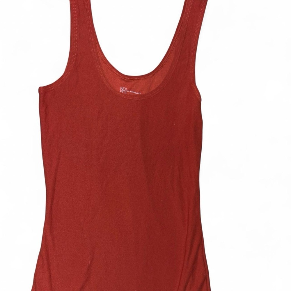 No Boundaries Orange-Red Fitted Sleeveless Tank Top
